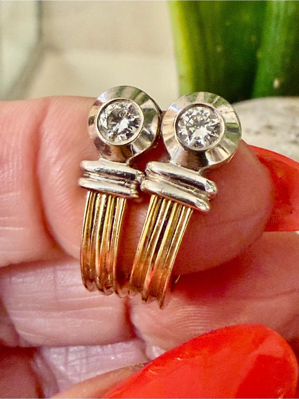 14 karat gold and diamond earrings